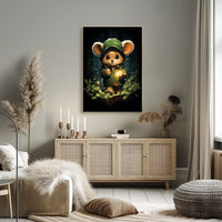 Forest Explorer Moonlit Woods Surrealism Painting Poster