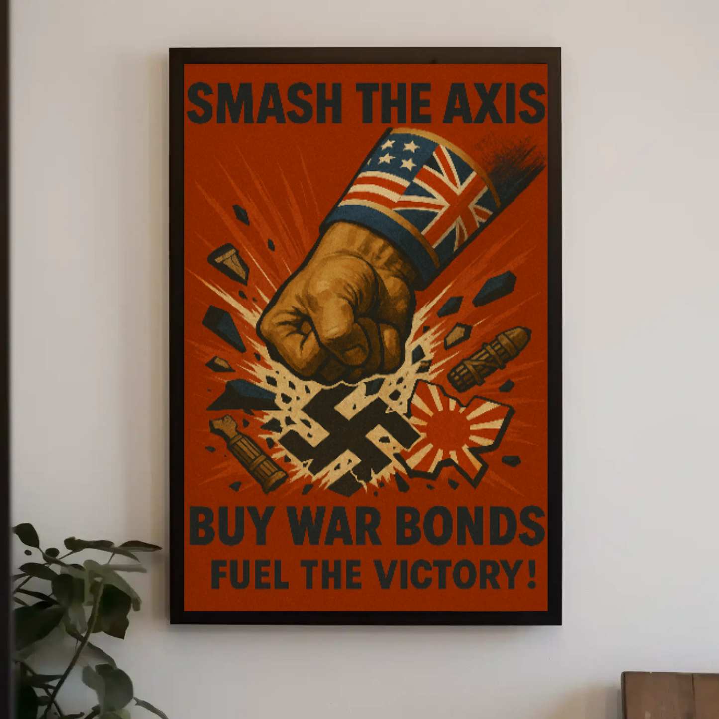 Defeat the Axis, Support the Allies WWII Poster
