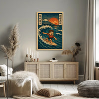 Surfing Adventure at Sunset Poster