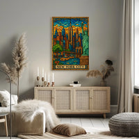 New York City Stained Glass Skyline Poster Modern Wall Art