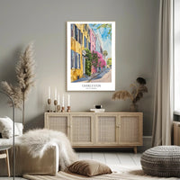 Charming Watercolor Charleston Street Scene Travel Poster PosterGoat