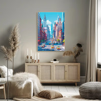New York Cityscape Poster Modern Vibrant City Wall Art