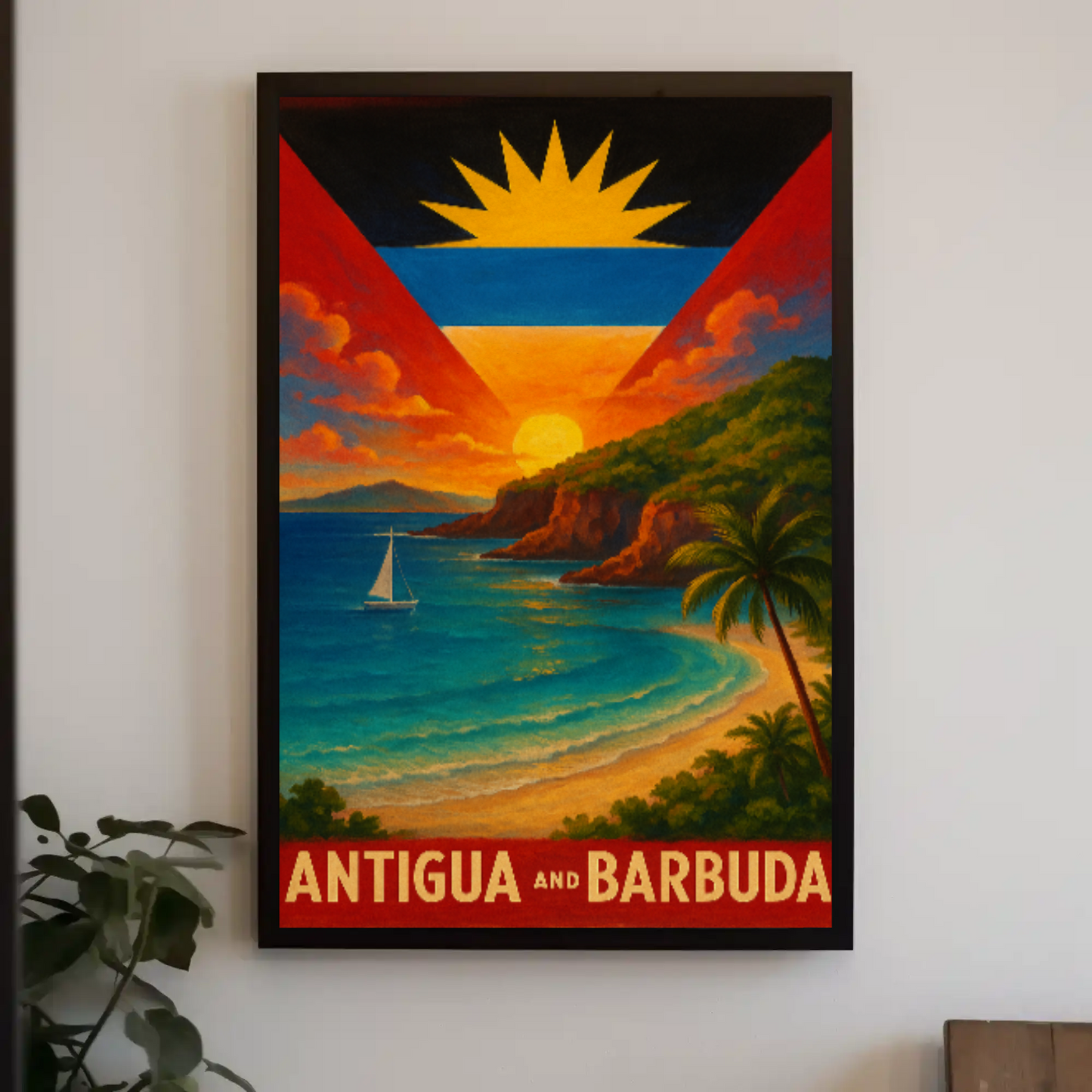 Tropical Paradise Antigua and Barbuda Travel Poster