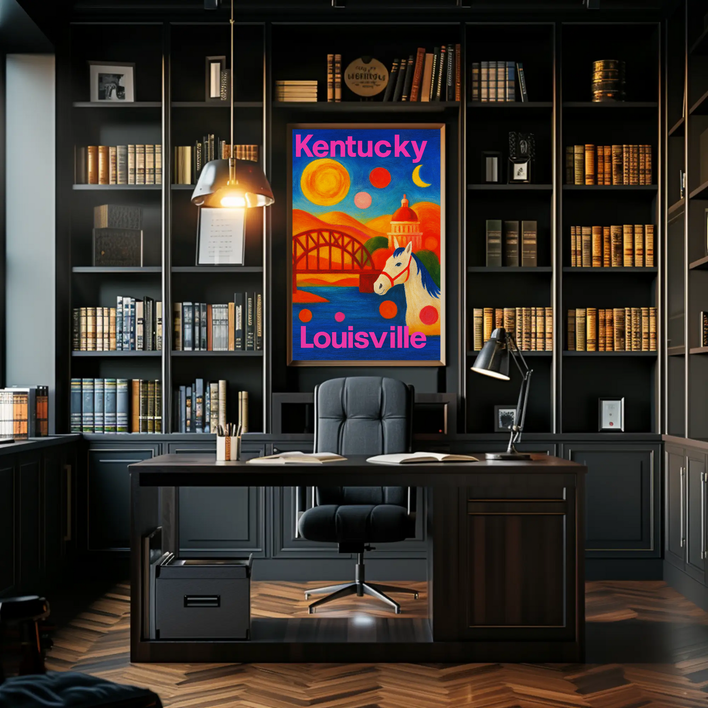 Louisville Kentucky Skyline Retro Vintage Travel Poster