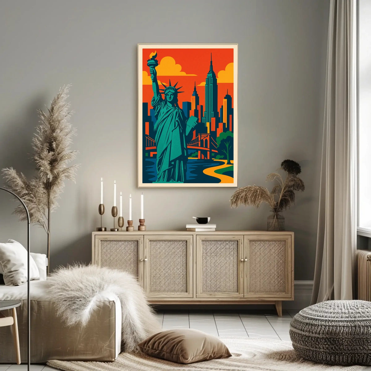 New York City Skyline Poster Modern Travel Wall Art