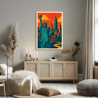 New York City Skyline Poster Modern Travel Wall Art