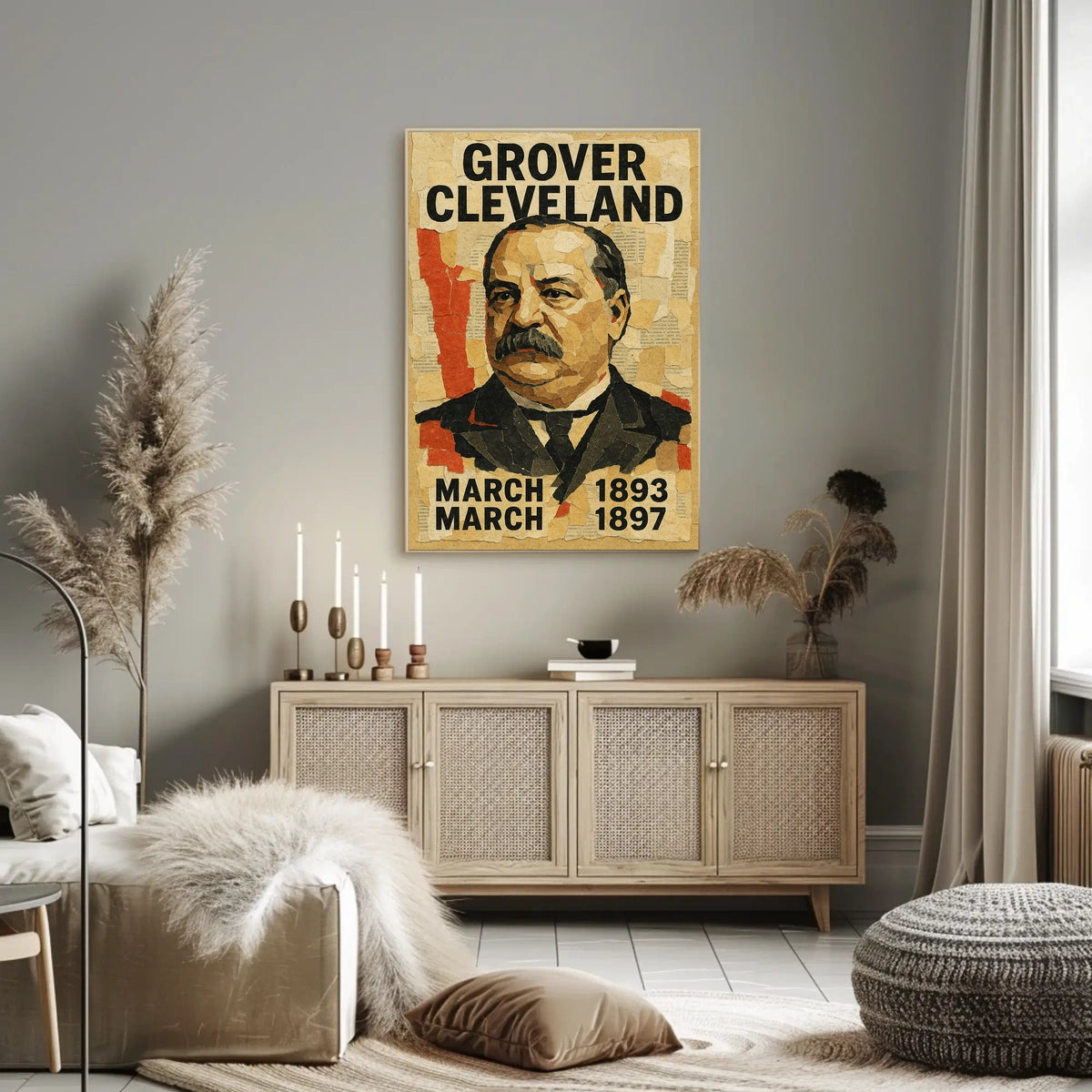 Grover Cleveland 24th President of the United States Layered paper Collage Poster