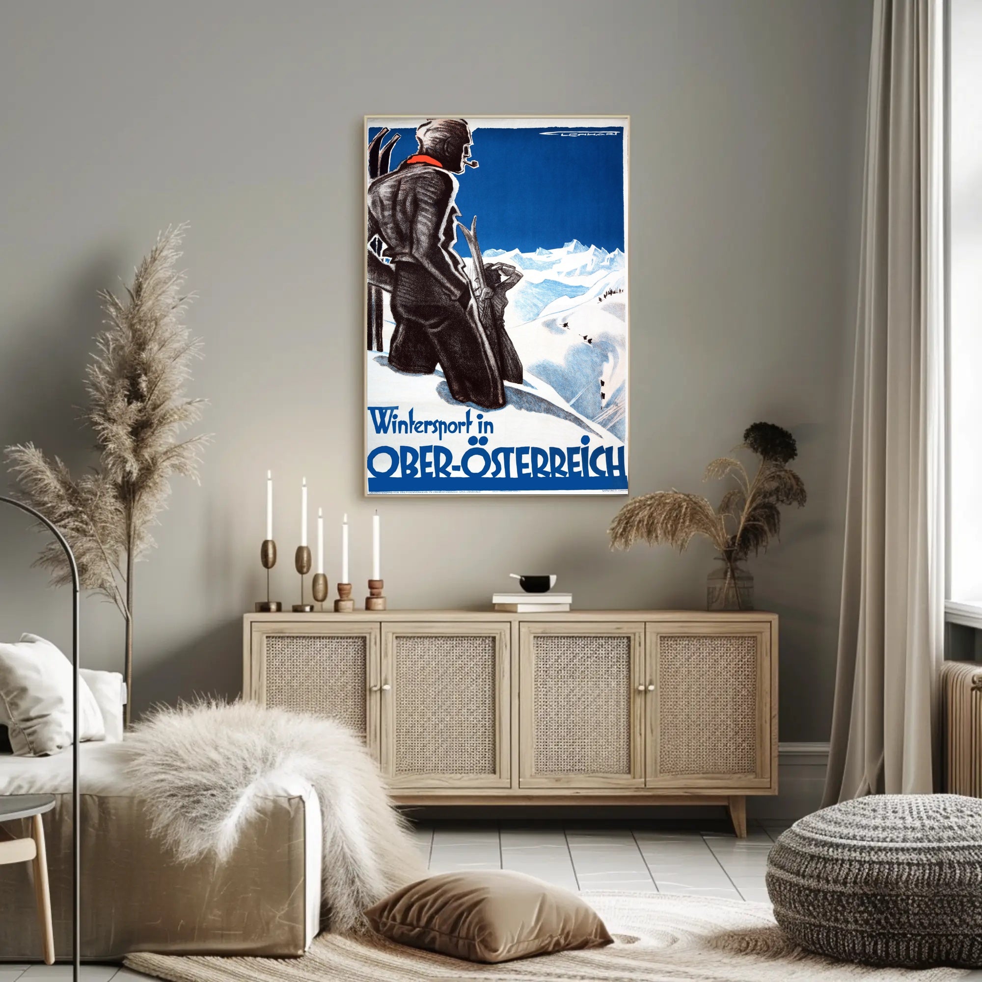 Vintage Upper Austria Skiing Adventure Travel Poster PosterGoat