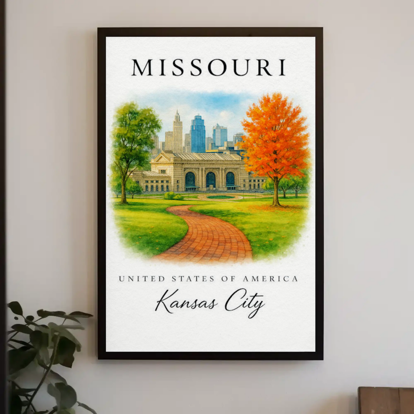 Kansas City Missouri Capitol Autumn Skyline Poster Poster