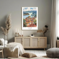 Guatapé Colombia Watercolor Scenic Travel Poster PosterGoat