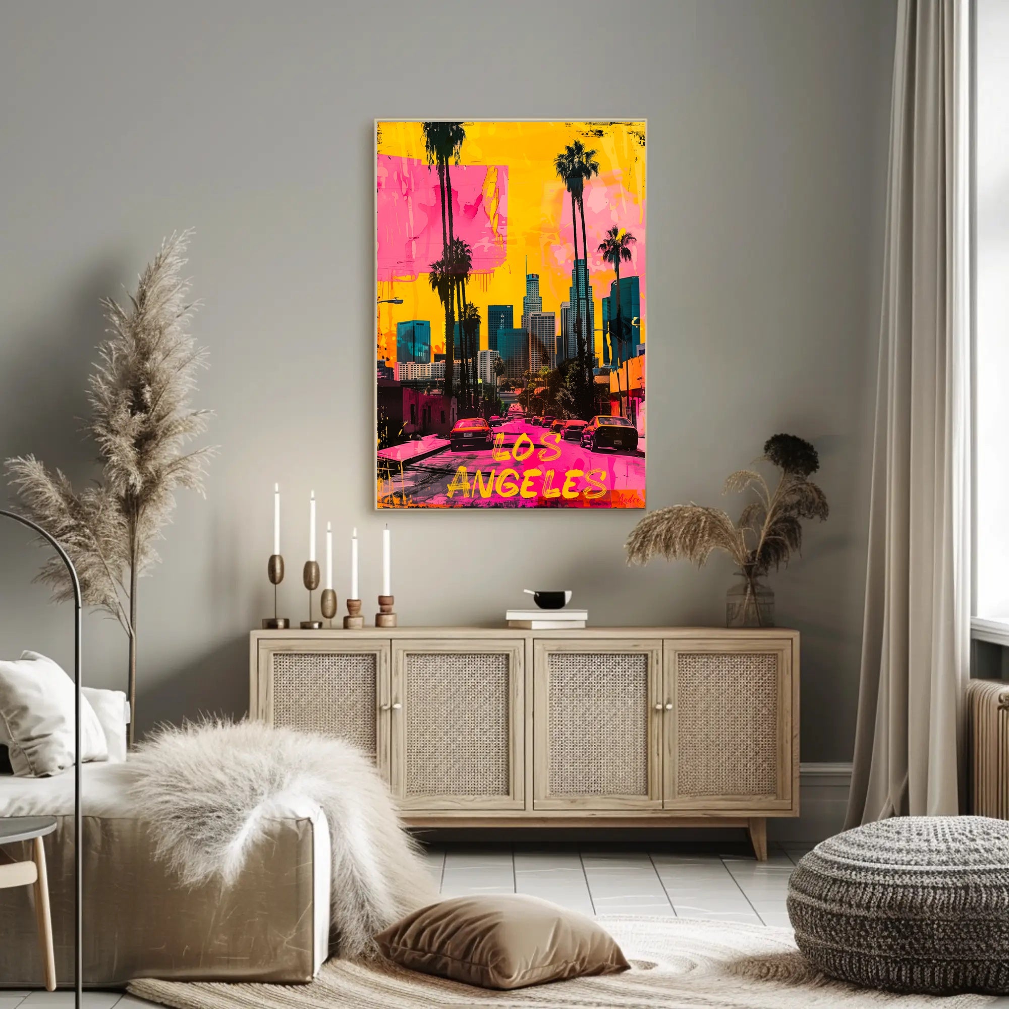 Vibrant Los Angeles Skyline Pop Art Urban Cityscape Poster