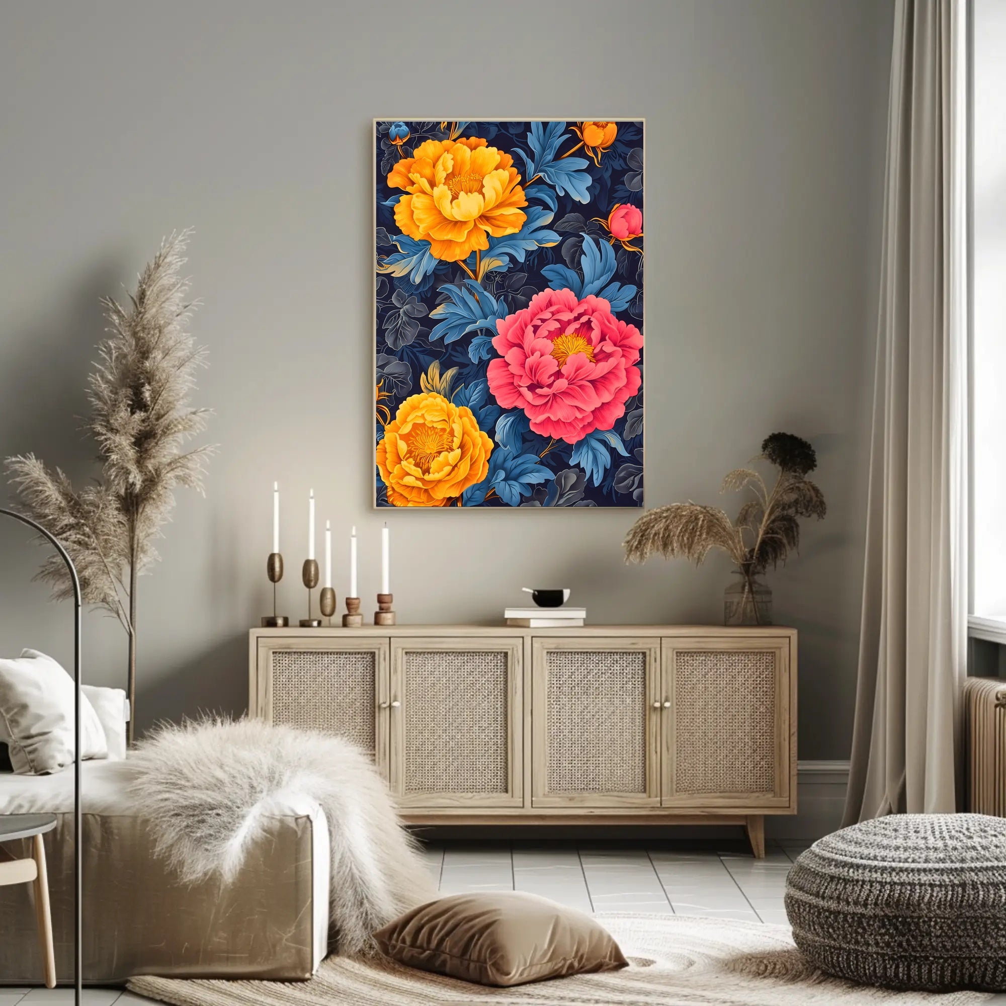 Vivid Floral Elegance Art Print - Abstract or Artistic Poster