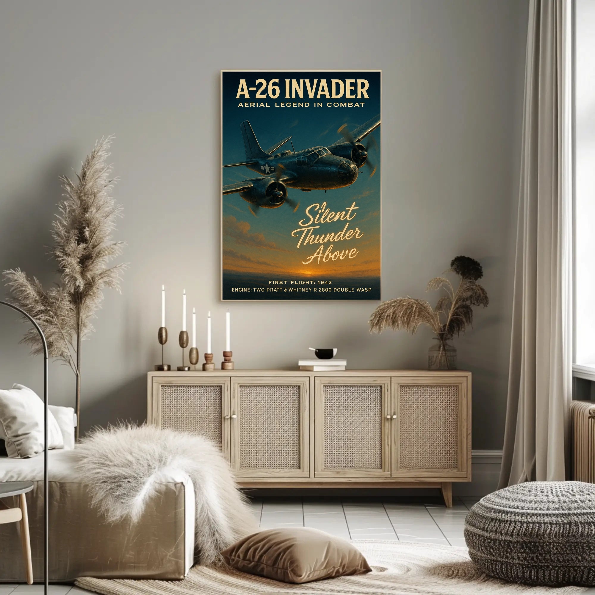 A-26 Invader Vintage WWII Aviation Art Poster