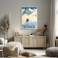 Swiss Alps Vintage Ski Adventure Travel Poster PosterGoat