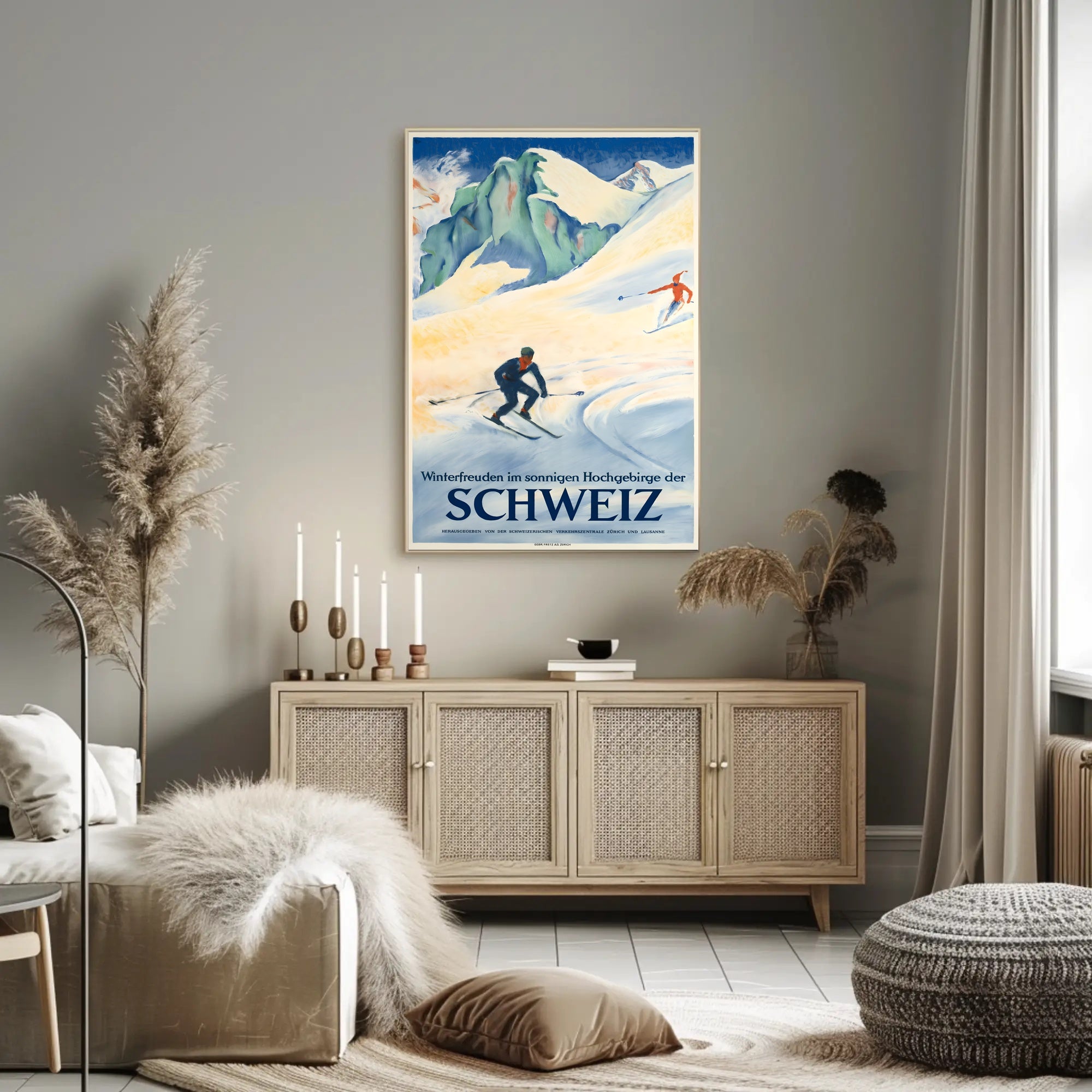 Swiss Alps Vintage Ski Adventure Travel Poster PosterGoat