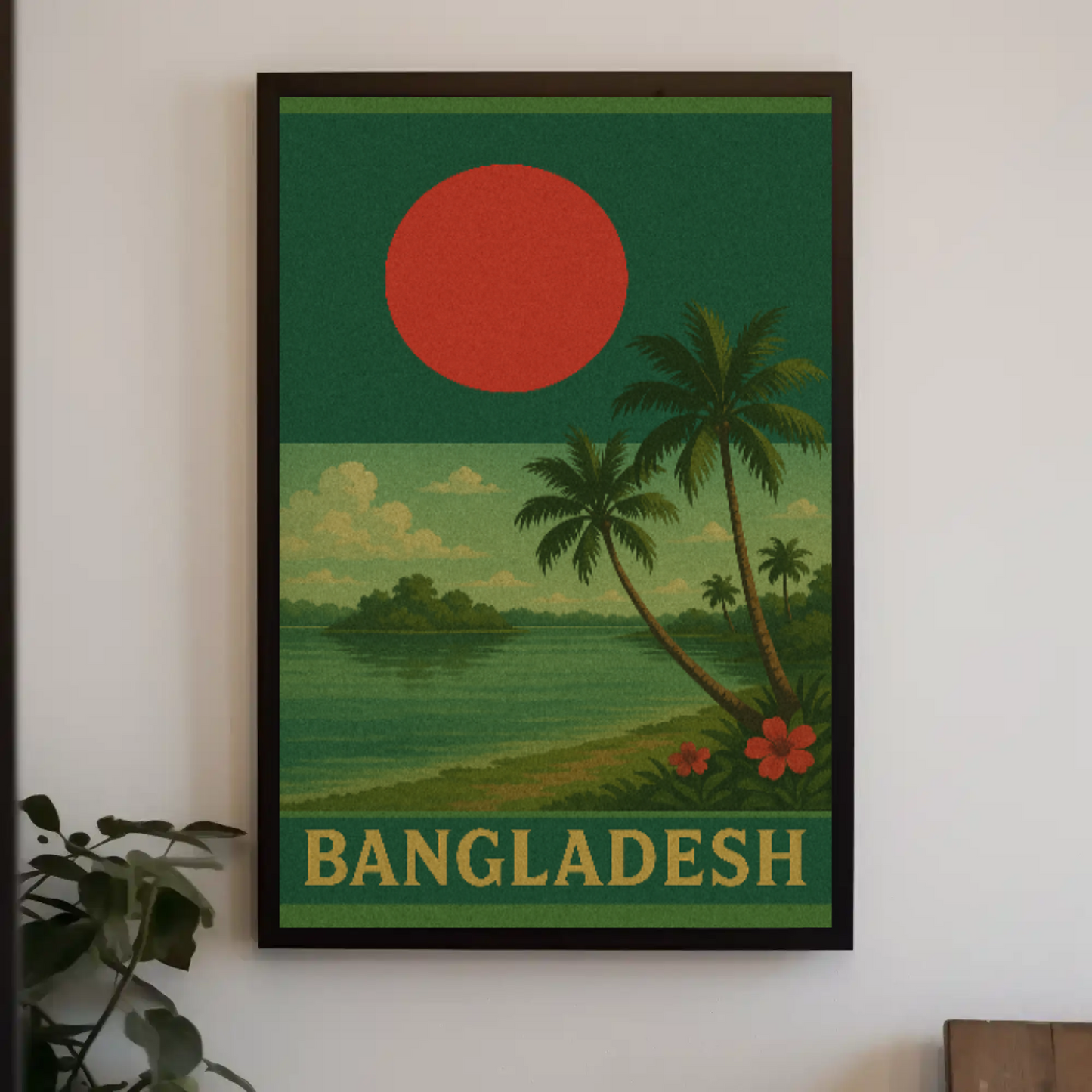 Bangladesh Tropical Landscape Vintage Travel Poster