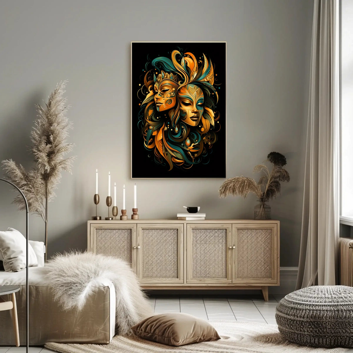 Duality Masks Surrealism Art Nouveau Collector Poster