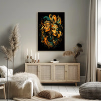 Duality Masks Surrealism Art Nouveau Collector Poster