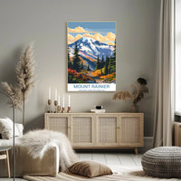 Mount Rainier Vintage National Park Adventure Poster