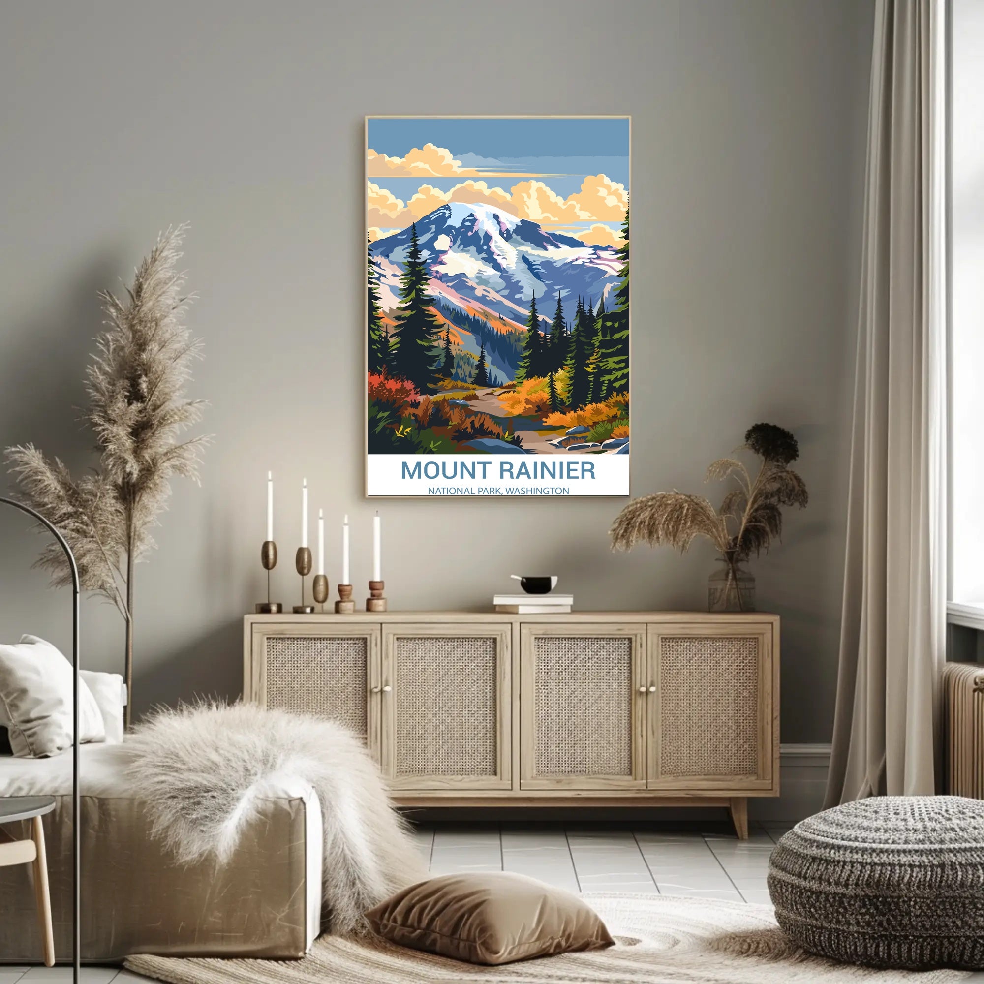 Mount Rainier Vintage National Park Adventure Poster
