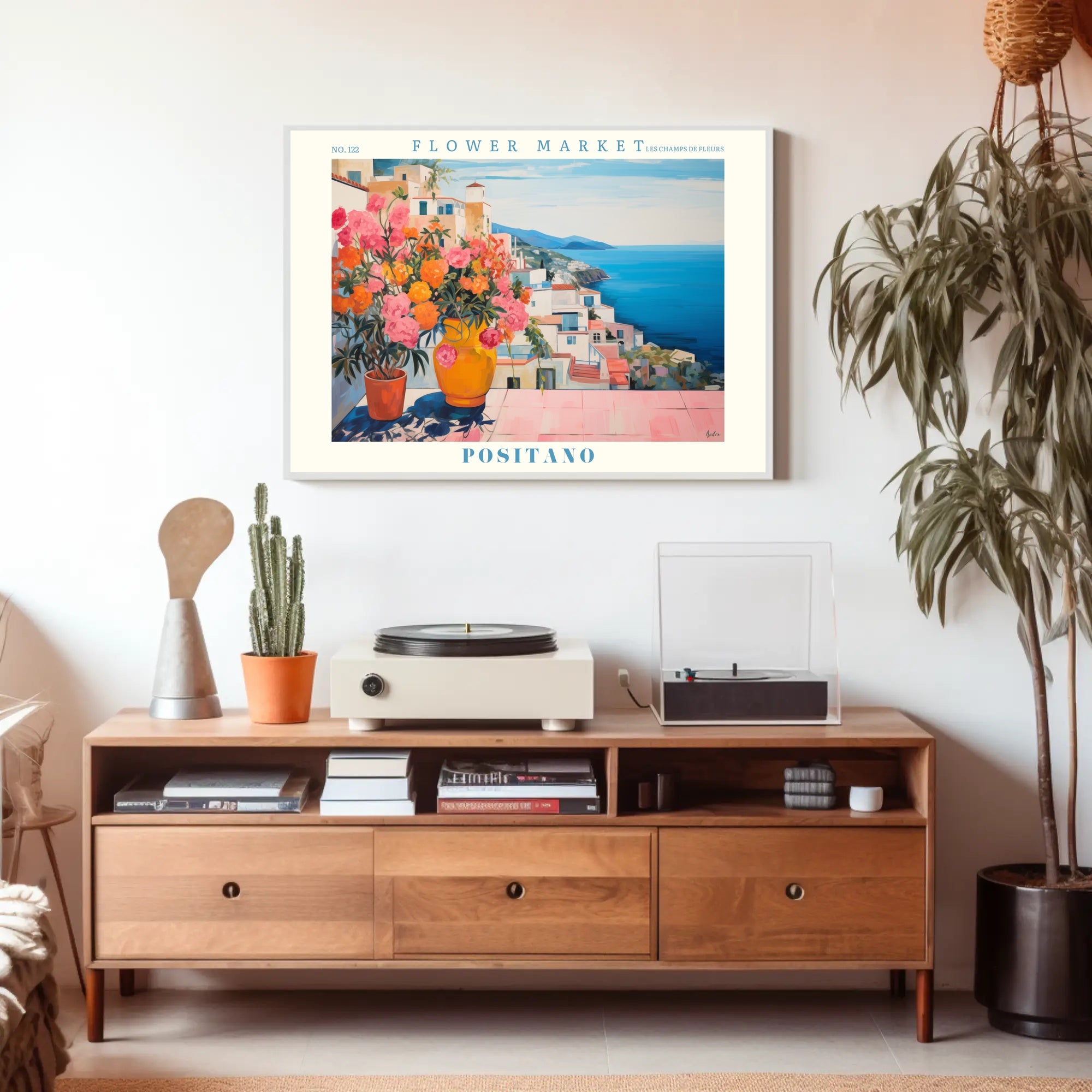 Positano's Vibrant Scenic View: Travel Poster