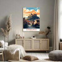 Edinburgh Castle Illustrated Travel Poster