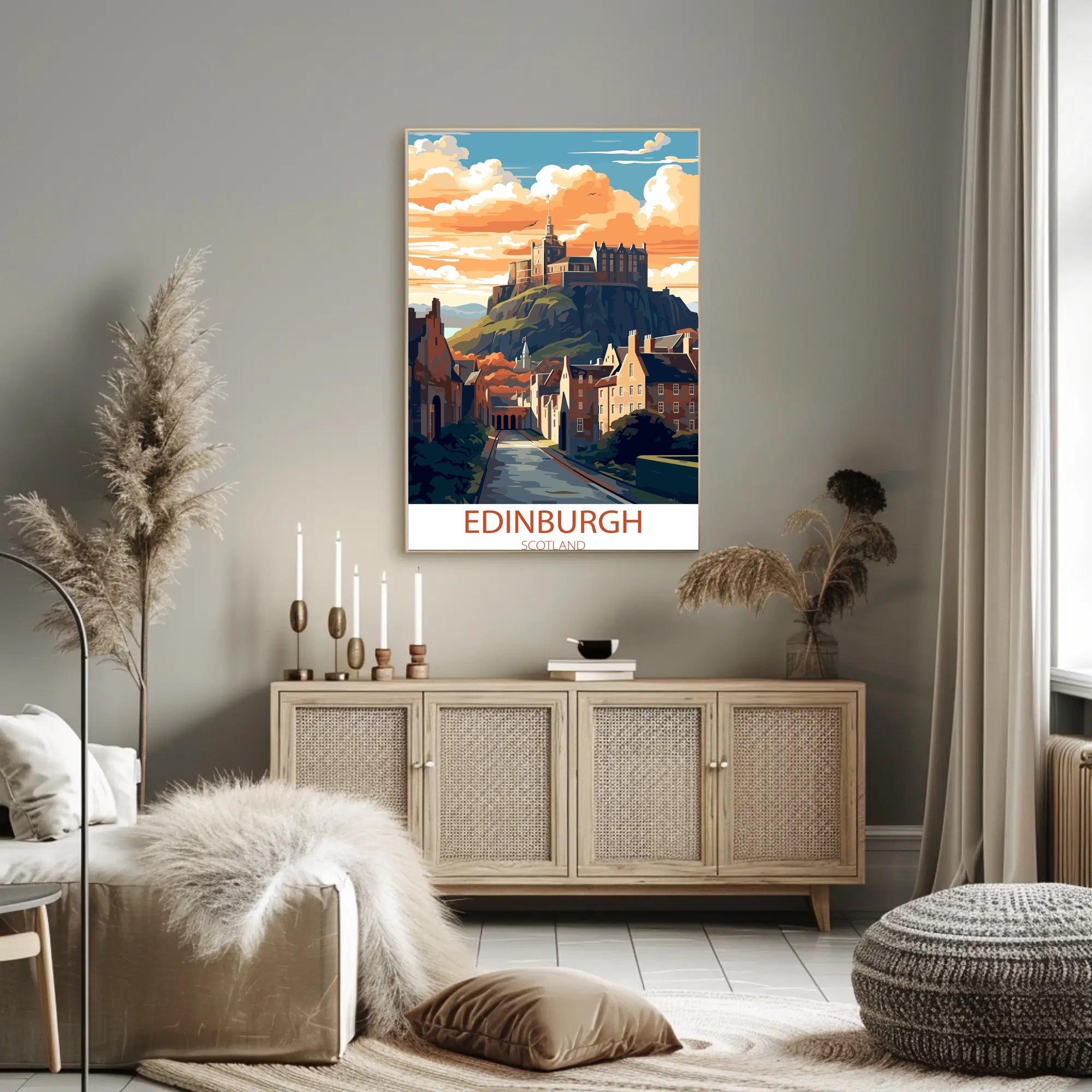 Edinburgh Castle Illustrated Travel Poster