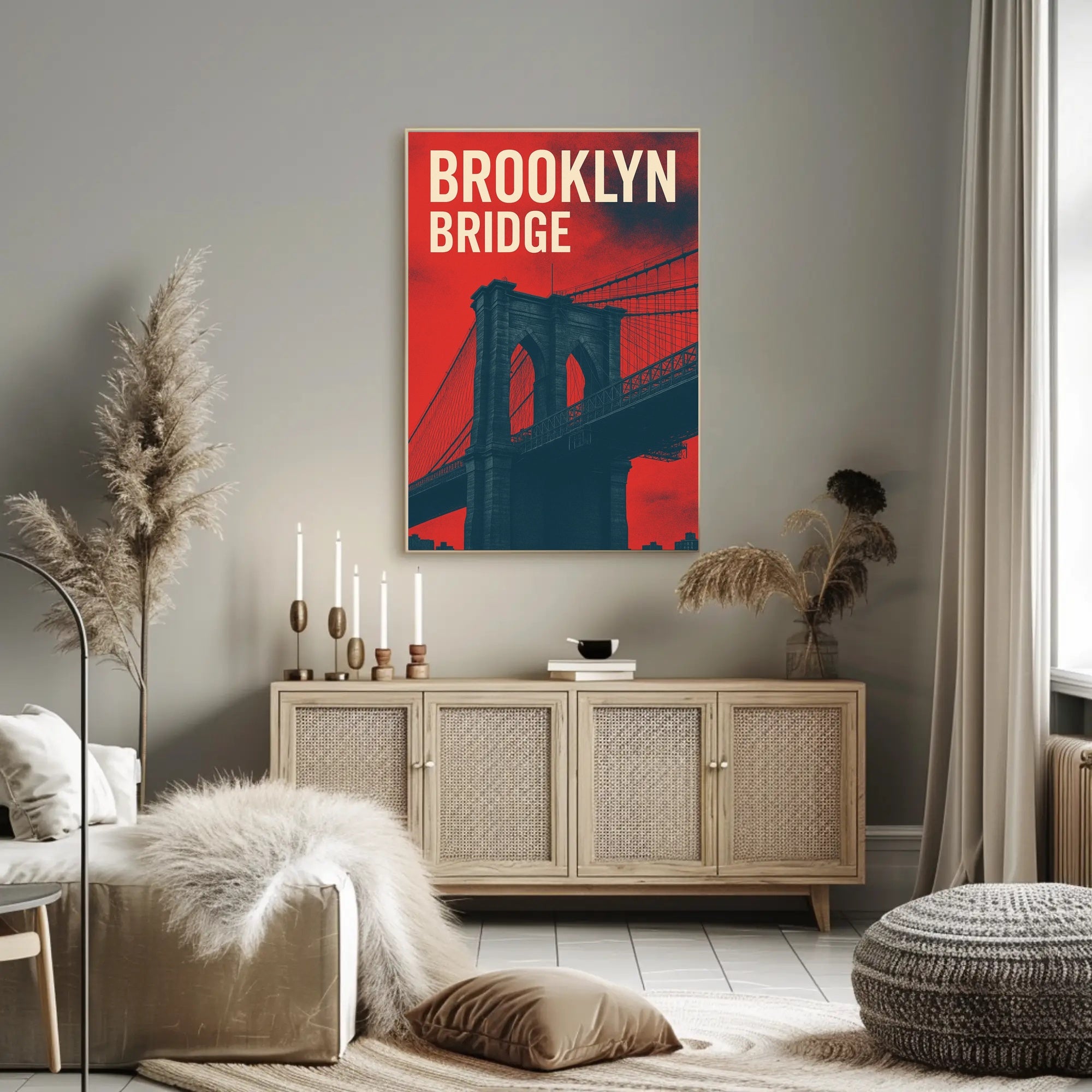 Brooklyn Bridge Urban Elegance: Modern Cityscape Poster