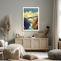 New River Gorge Poster Vintage Travel Wall Art