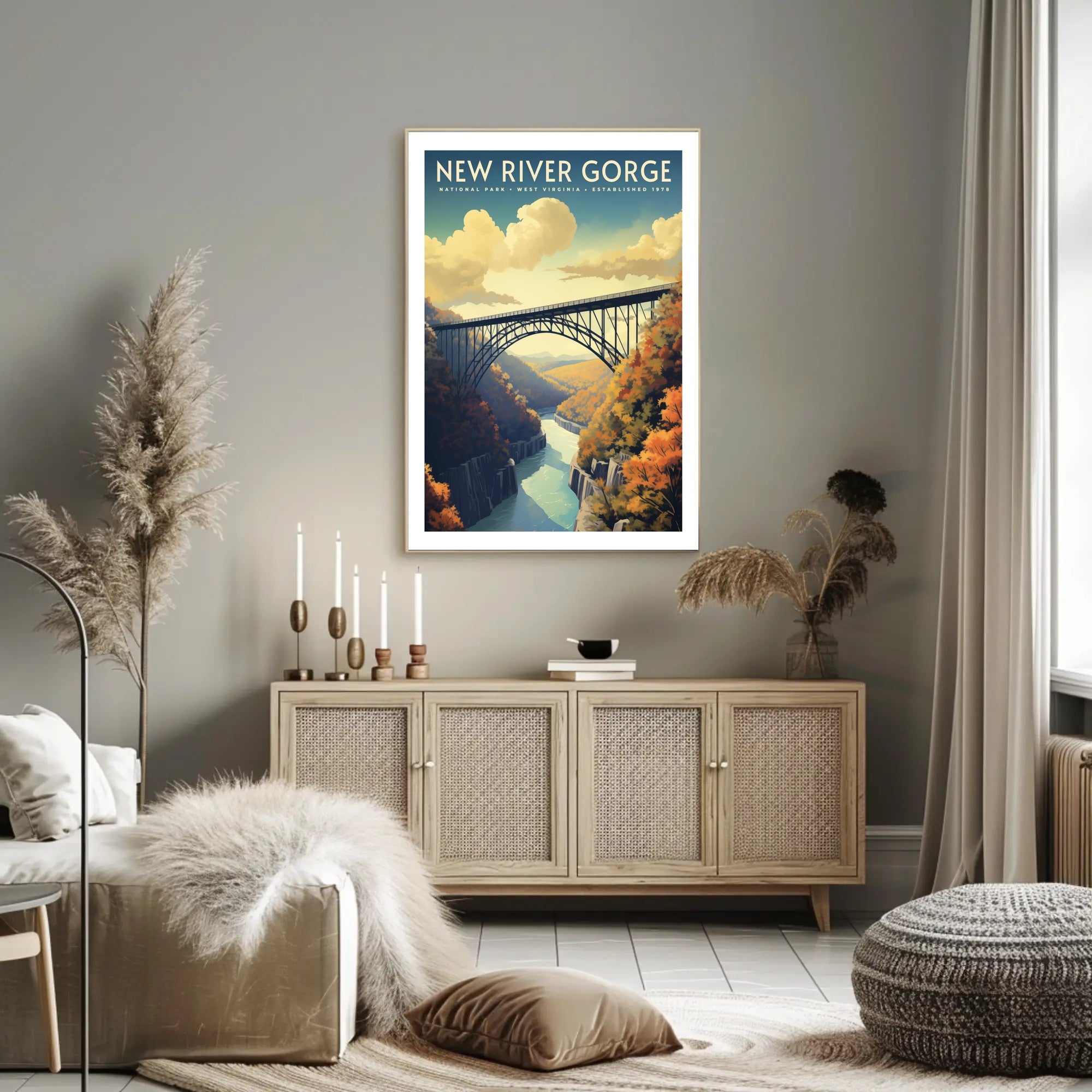 New River Gorge Poster Vintage Travel Wall Art