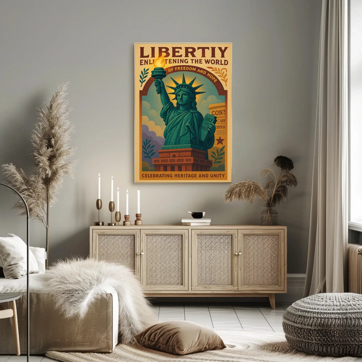Liberty Torch Vintage Cultural Heritage Poster