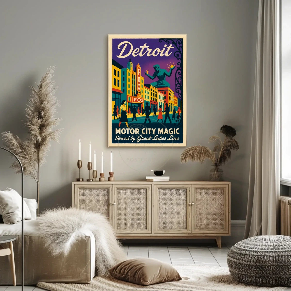 Motor City Magic Retro Urban Cityscape Poster