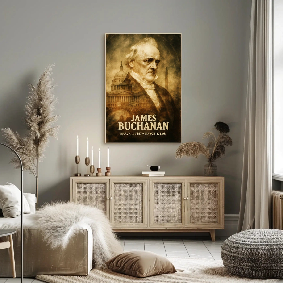 James Buchanan 15th President of the United States Double Exposure Poster