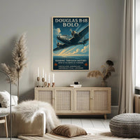 Douglas B18 Bolo Vintage Poster Print Aviation Wall Art