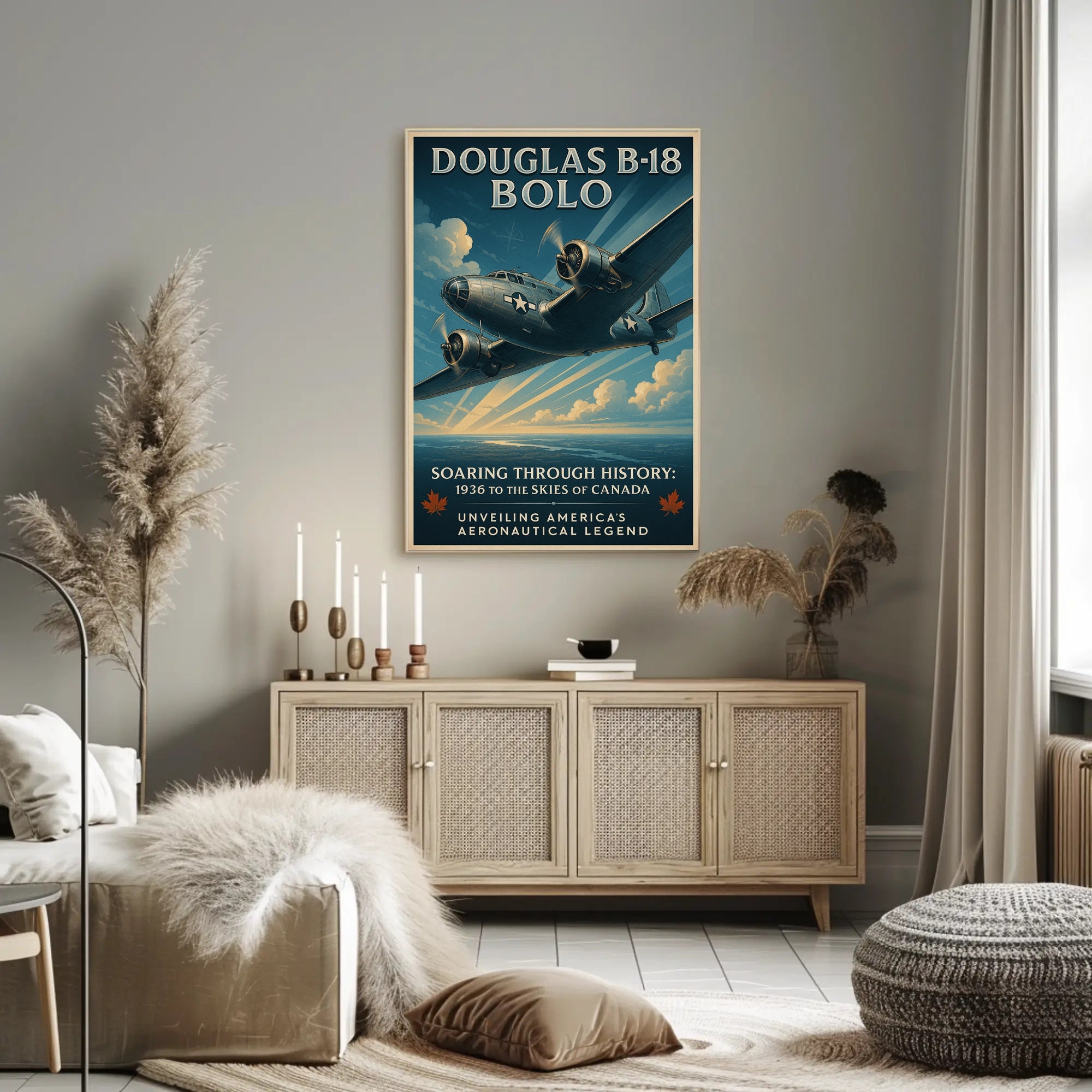 Douglas B18 Bolo Vintage Poster Print Aviation Wall Art
