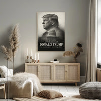 Trump Guardian Democracy Grayscale Portrait Capitol Dome American Flag Classical Art Poster