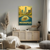 Indianapolis Skyline Vintage Travel Art Poster