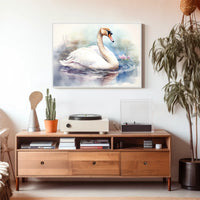Tranquil Swan in Watercolor Poster