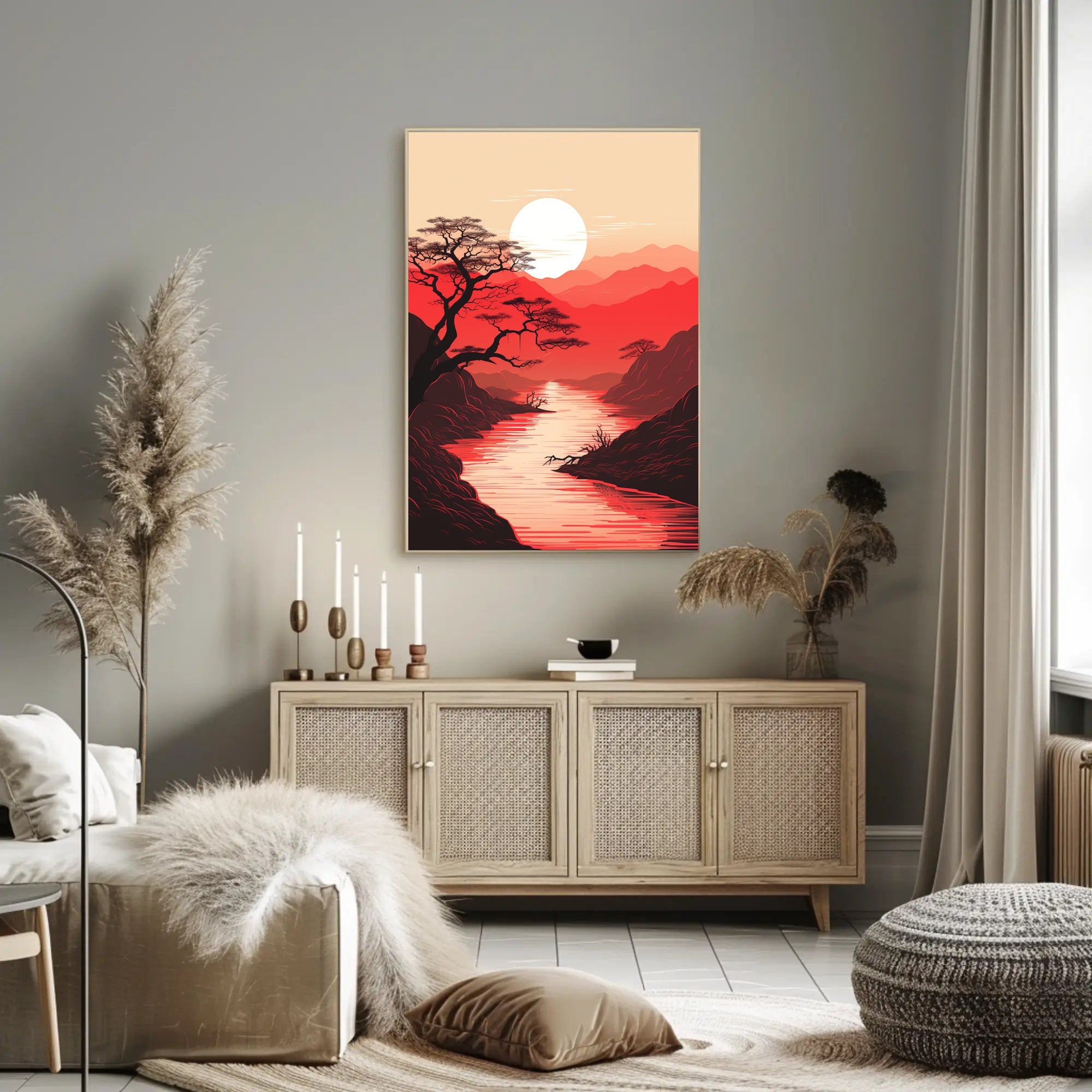 Tranquil Sunset Over Red Mountains Poster