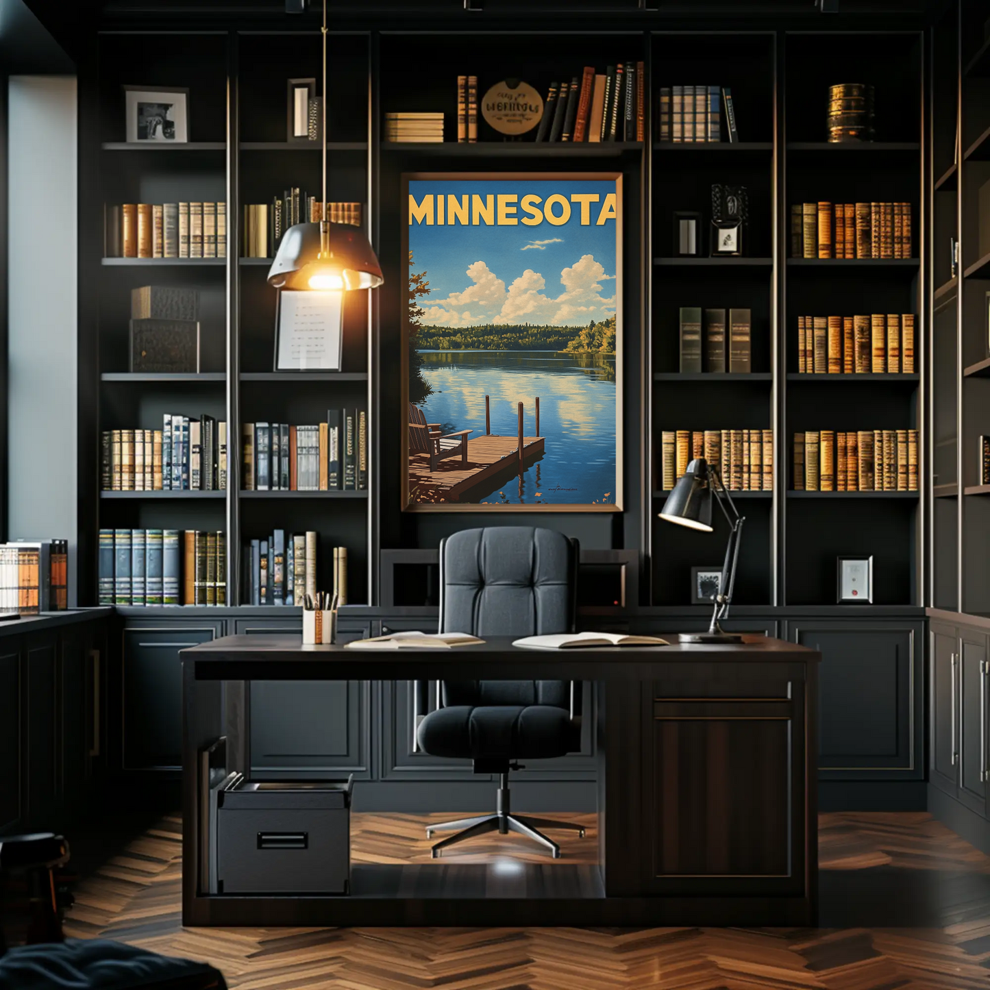 Minnesota Vintage Poster - Lakeside Dock View