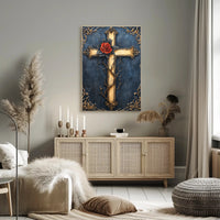 Ornate Cross With Rose Poster