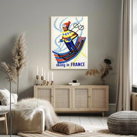 Skiing Adventure Art: Vibrant Ski Motion Travel Poster PosterGoat