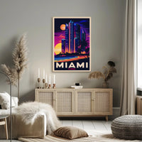 Miami Skyline at Sunset Poster