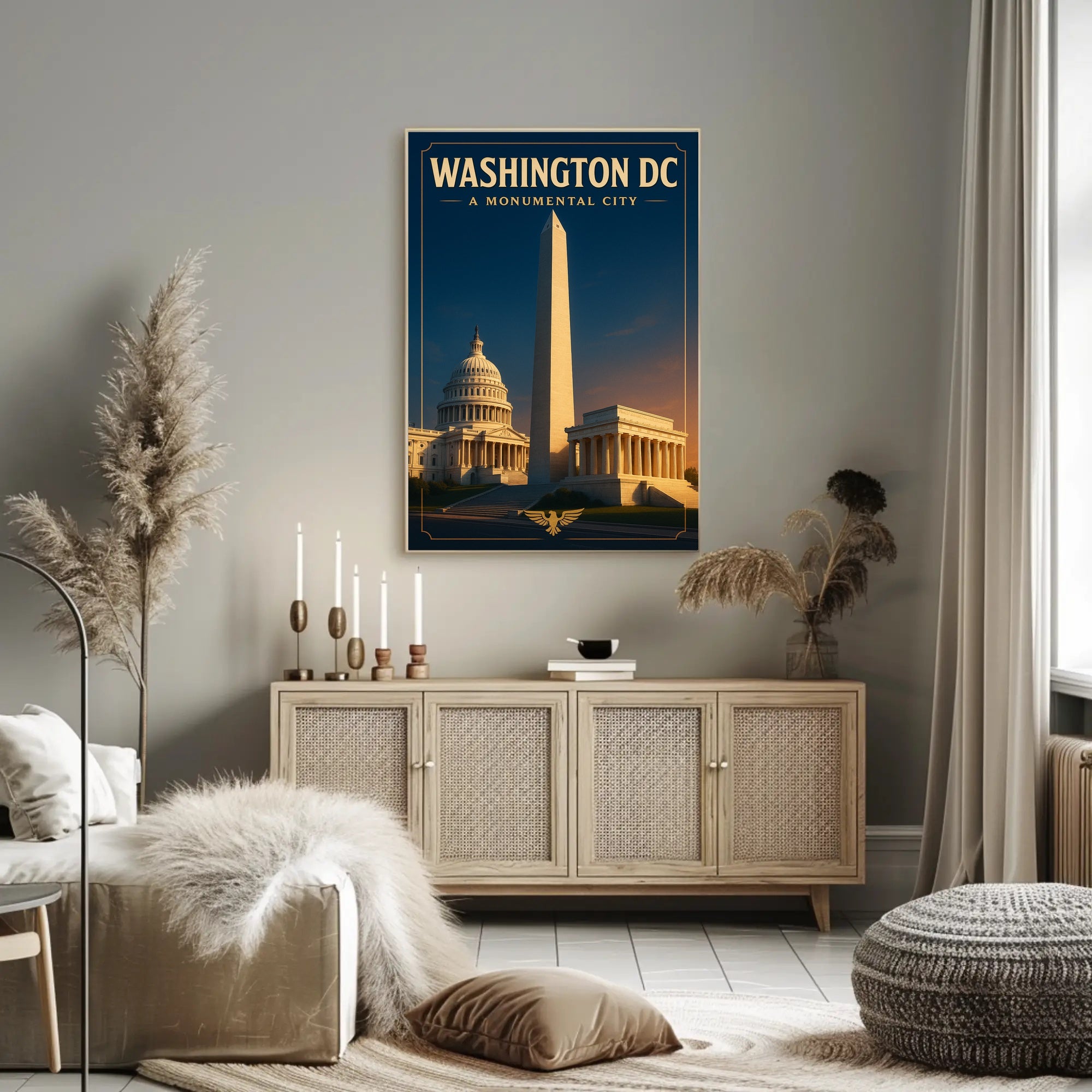 Washington D.C. Monuments Vintage Travel Poster PosterGoat