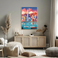 Hong Kong Skyline Vibrant Urban or Cityscape Poster