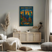 New York City Stained Glass Art Poster Modern Wall Art