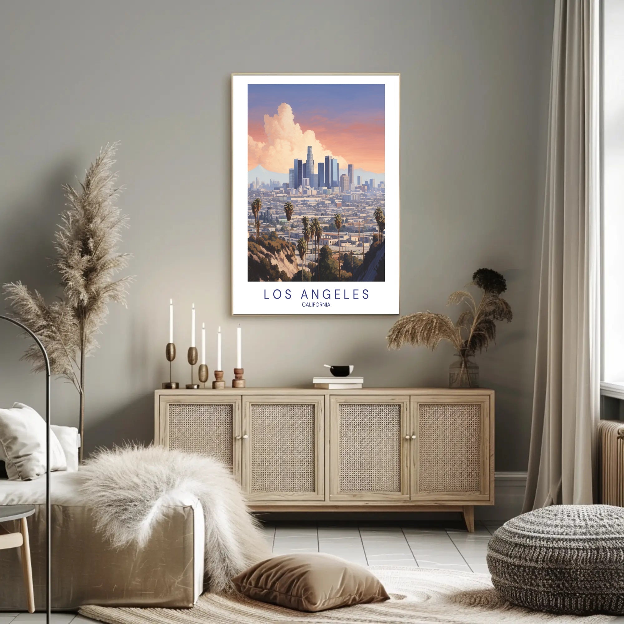 Los Angeles Skyline Serene Illustration Urban or Cityscape Poster PosterGoat