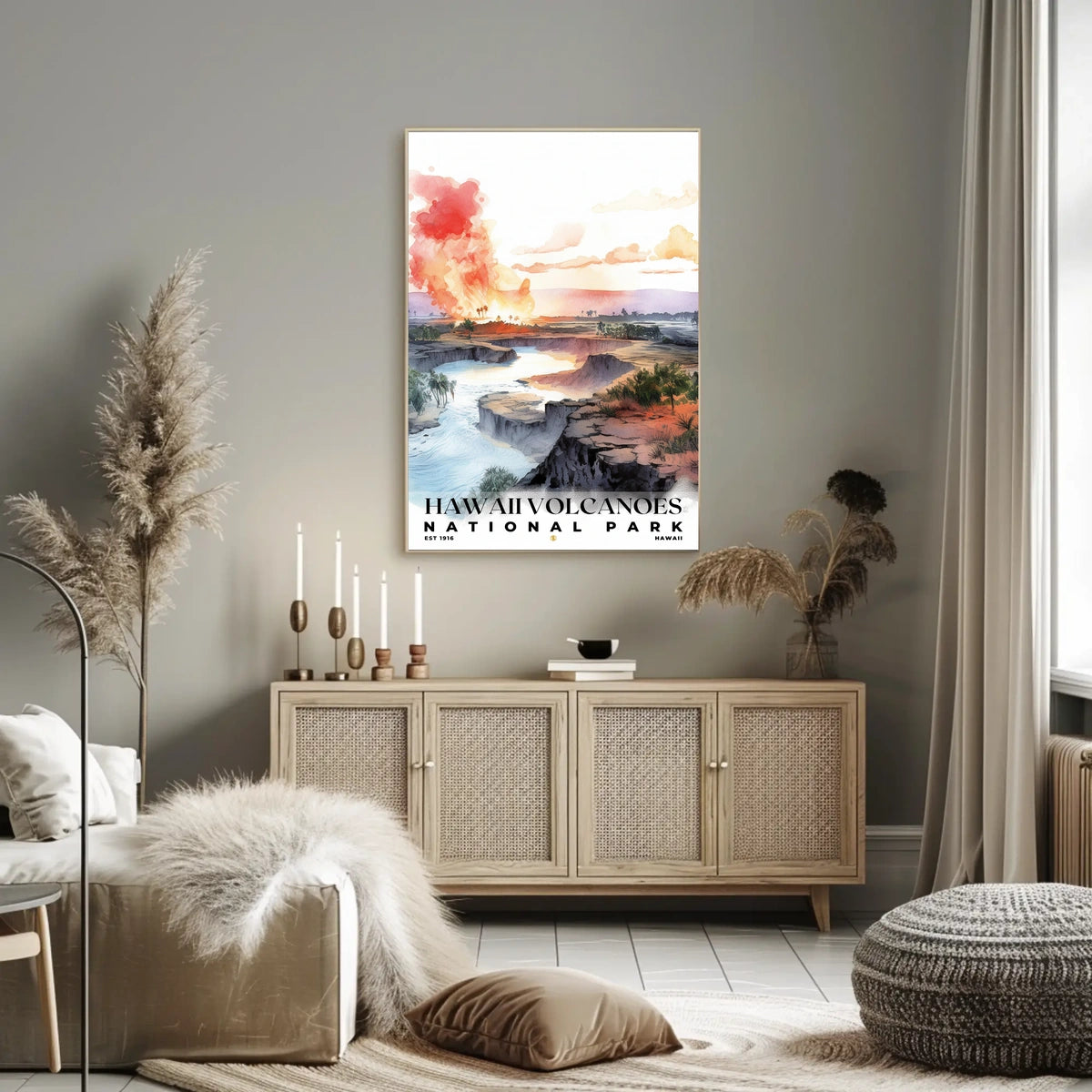 Hawai‘i Volcanoes Watercolor Wall Art Poster