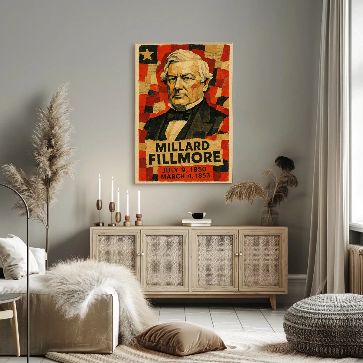 Millard Fillmore 13th President of the United States Layered paper Collage Poster