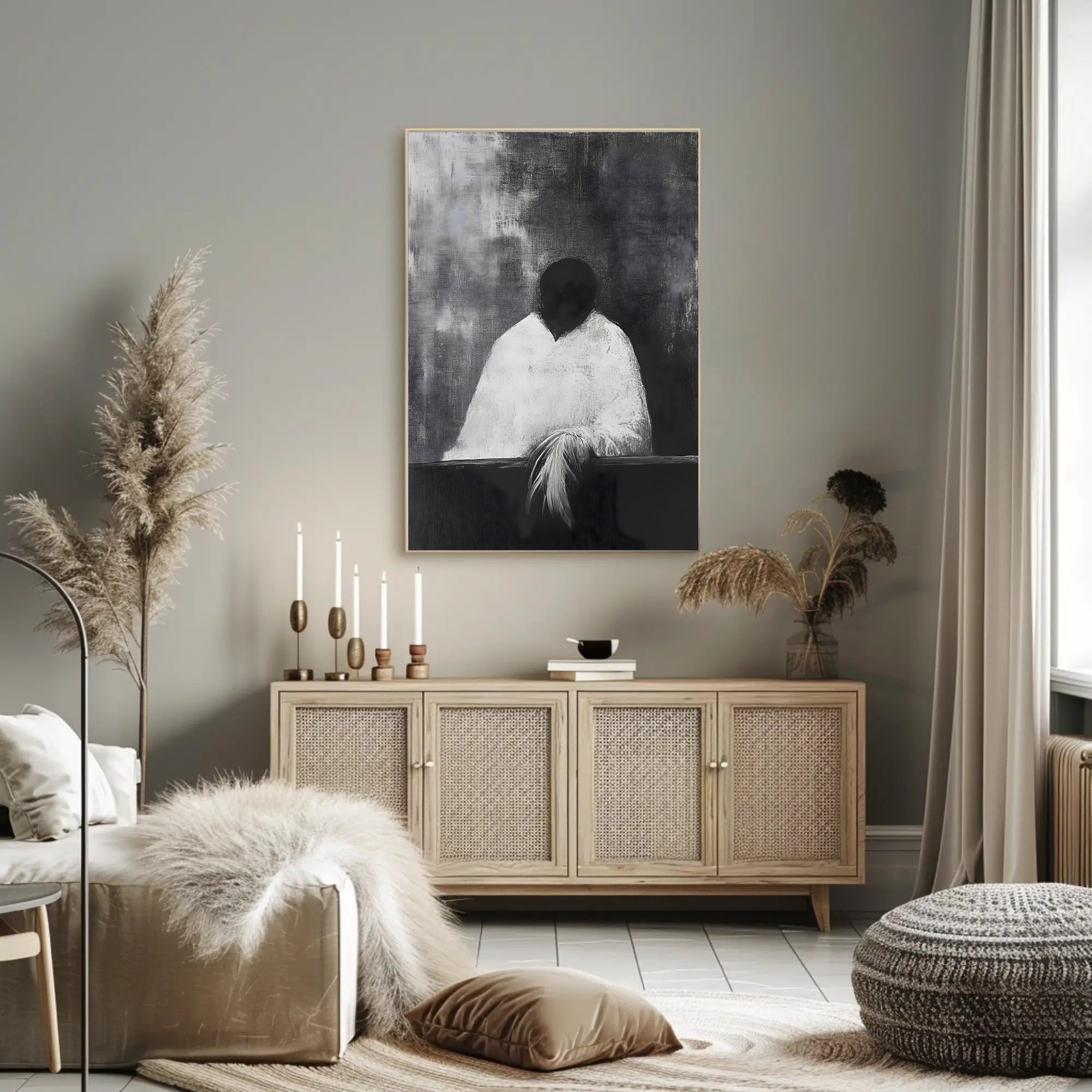 Haunting Faceless Figure in Surrealism Abstract Artistic Poster PosterGoat